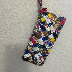 Nahui Ollin Multicolor (candy wrapper) Woven Clutch